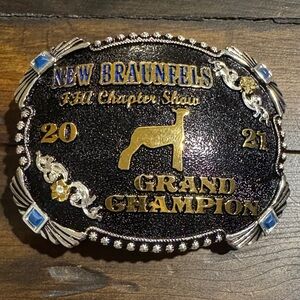 New Braunfels Grand Champion Decorative Belt Buckle - Black & Gold